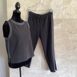 Athleta Matching Set XS/S Soft Black Stripe Fall Athleisure Sporty Travel Outfit